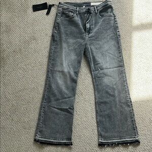 Rag & Bone Gray Flare Wide Leg Jeans Raw Hem